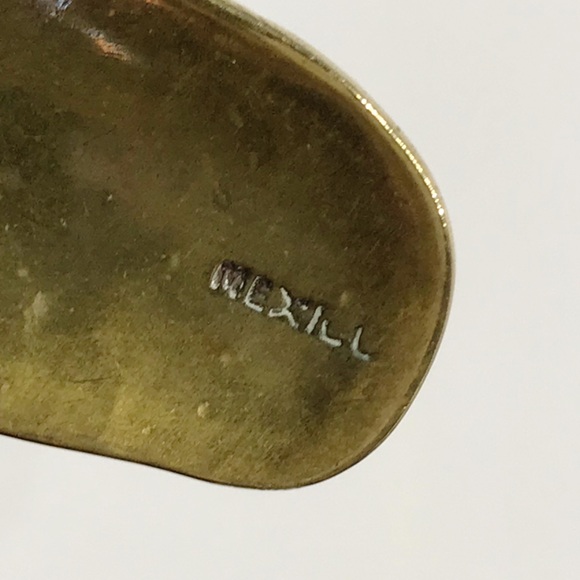 Vintage Mexico Signed Solid Brass Domed Torque Choker Necklace Tribal Modernist - Picture 2 of 11